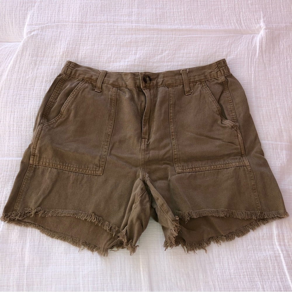 Aerie Frayed Hem Dark Beige Shorts